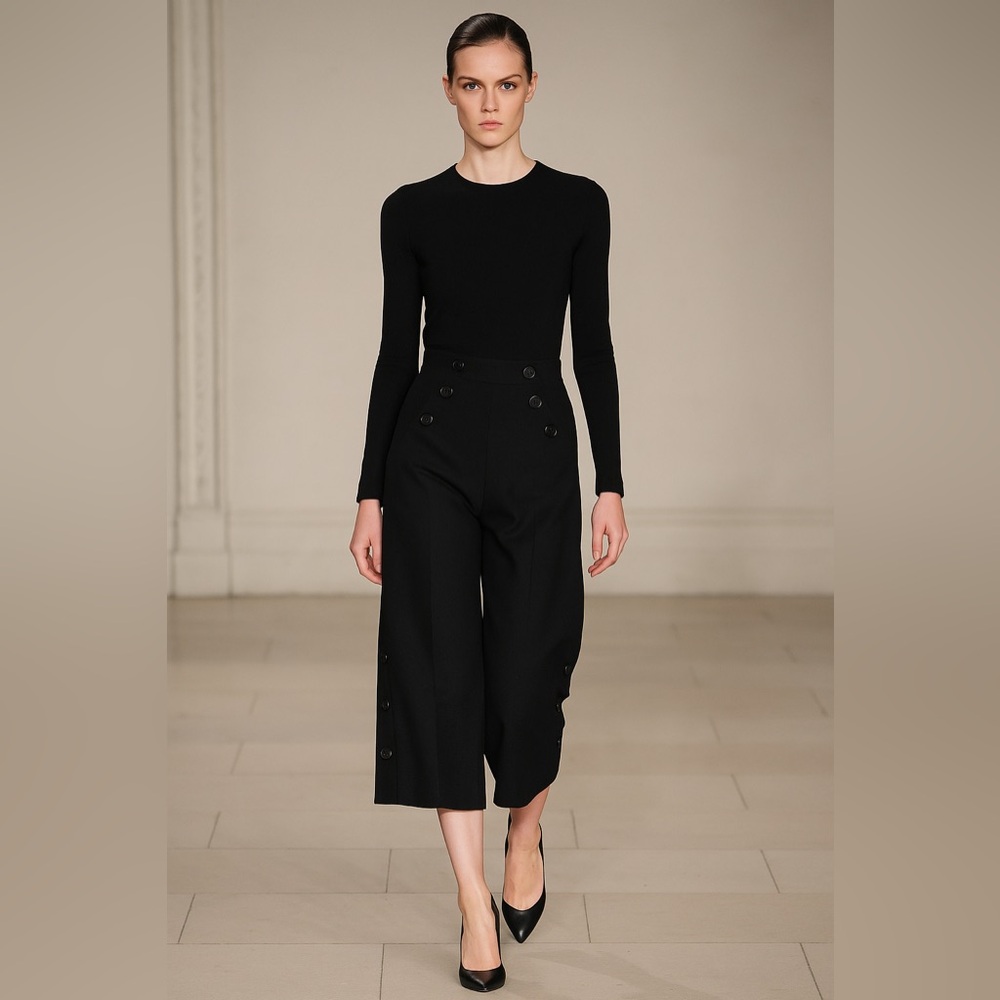 Temperley London Vintage black culottes pants runway designer UK8 US4 pristine